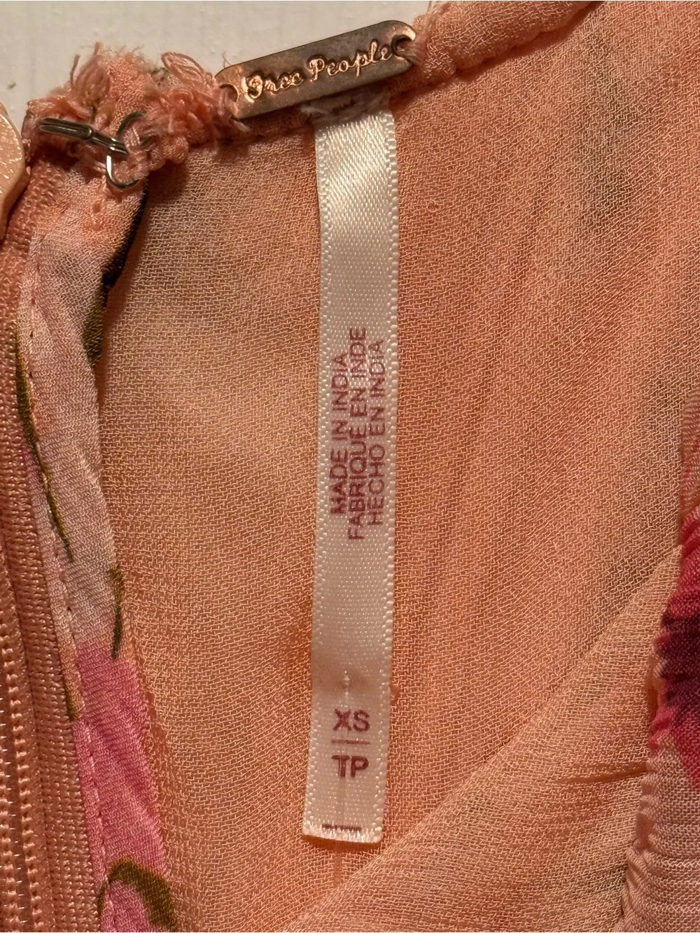 Free People Peach-Pink Floral Mini Dress